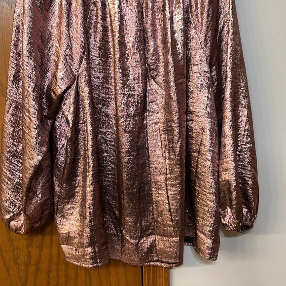 LANE BRYANT NWT Sz 14/16 Swing Satin Boatneck Blouse Festive Metallic Rose Pink - Picture 12 of 12